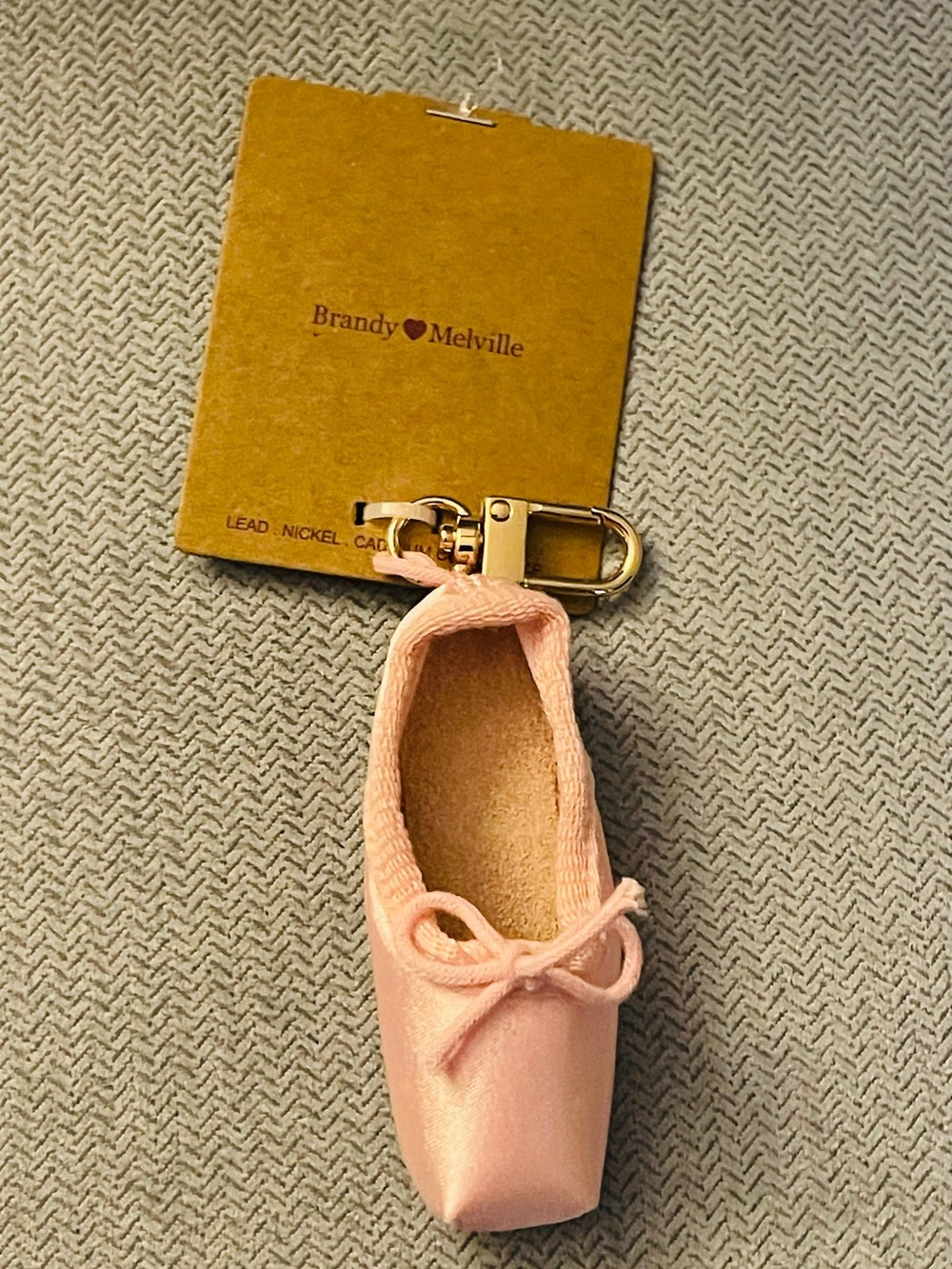 BNWT Brandy Melville Pink Satin Ballet Slipper Shoe Keychain